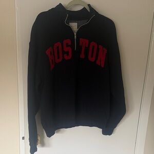Boston Navy Half Zipper Sweatshirt
